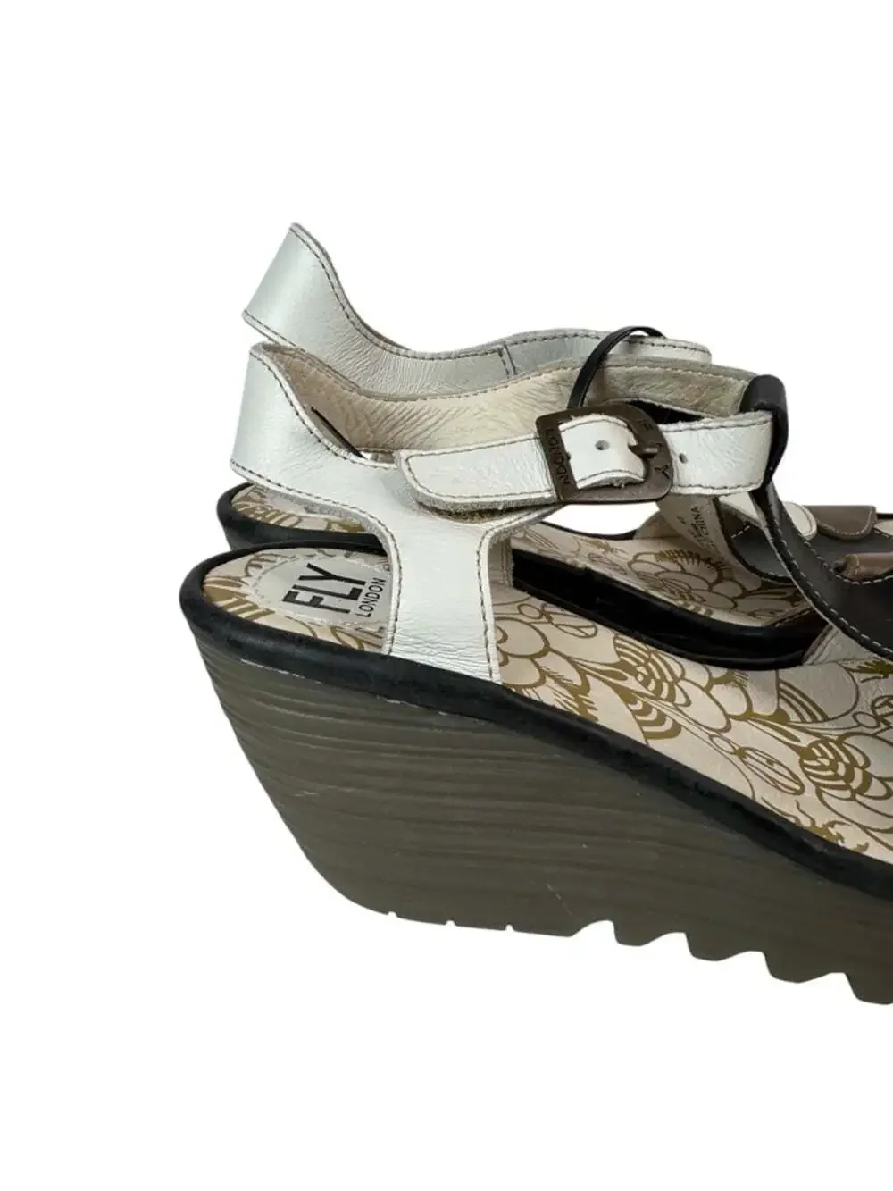Fly London Yima Leather Colorblock Platform Wedge Sandals Euro 40 Womens